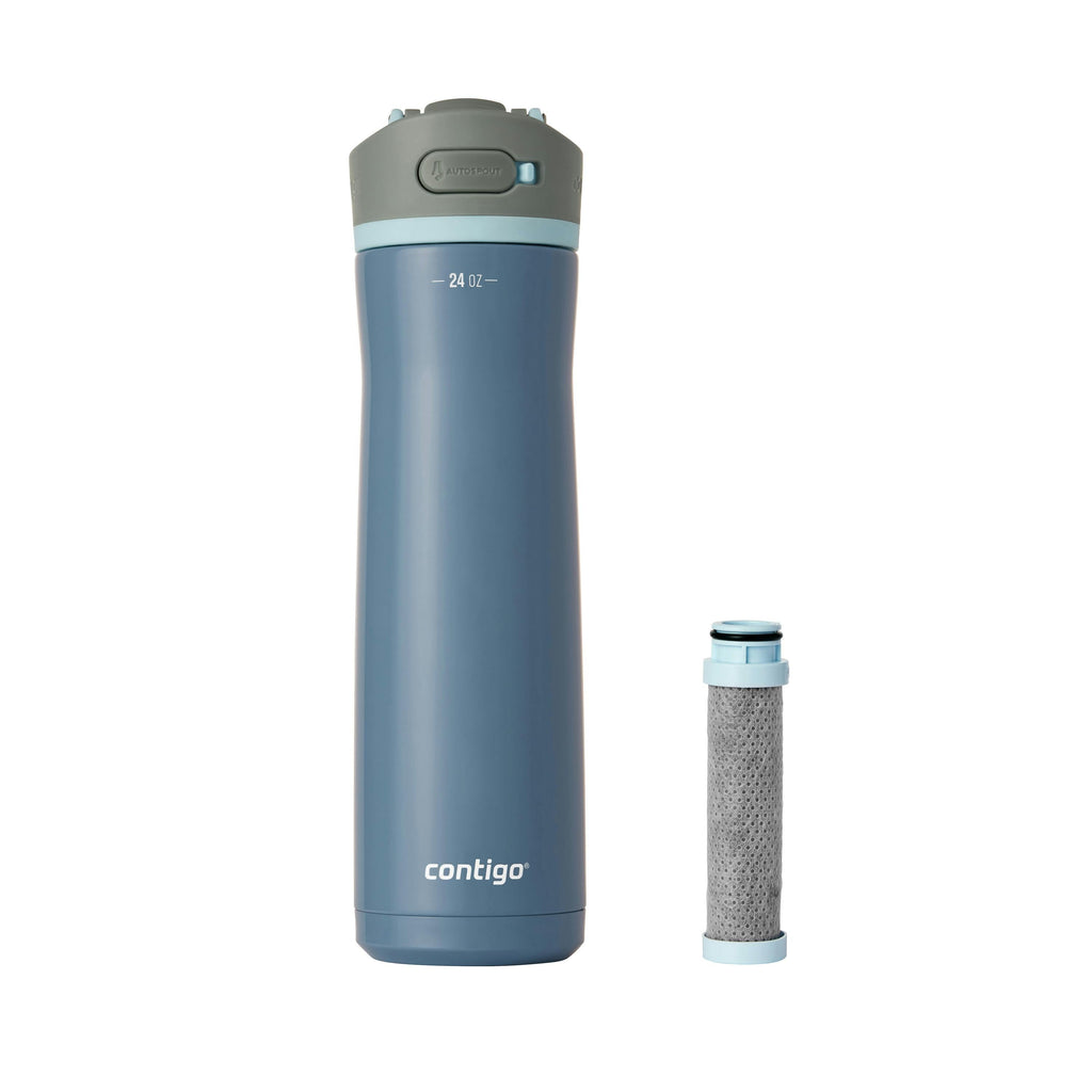 Contigo® Wells Chill Stainless Steel Filter Water Bottle with AUTOSPOUT® Straw Lid and Replacement Filter, 24 Oz